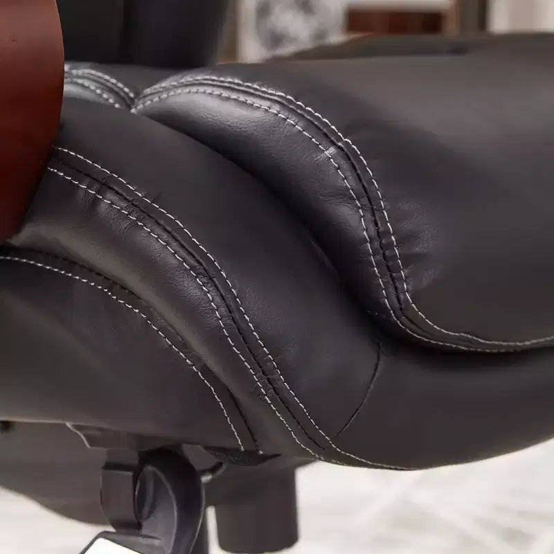 La-Z-Boy Bellamy Executive Office Chair Black: Ergonomic, Swivel, Adjustable Height, Wood Frame