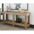 Susandeer Sofa and Console Table Brown - Signature Design by Ashley: Modern Entryway, Open Shelf Storage