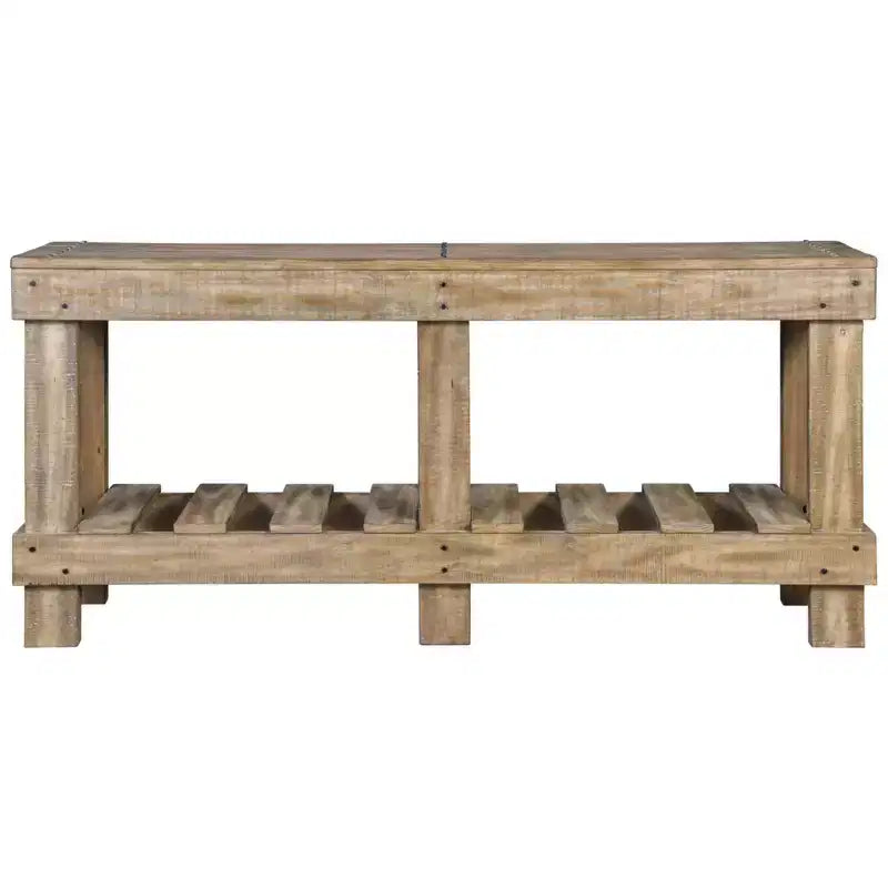 Susandeer Sofa and Console Table Brown - Signature Design by Ashley: Modern Entryway, Open Shelf Storage