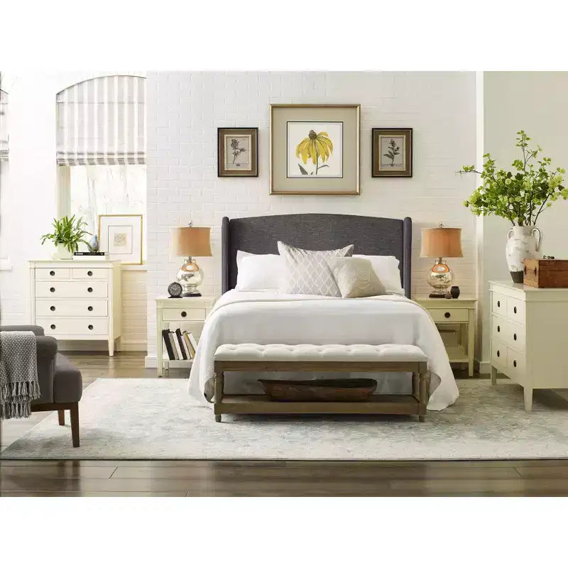 Elmhurst Upholstered Wing Bed Frame Gray - Finch