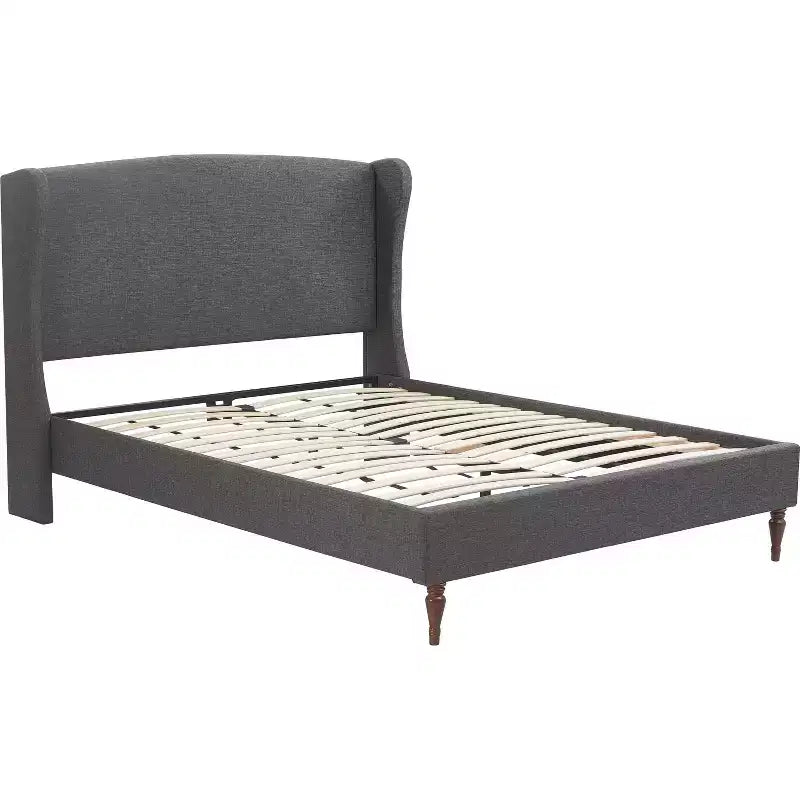 Elmhurst Upholstered Wing Bed Frame Gray - Finch